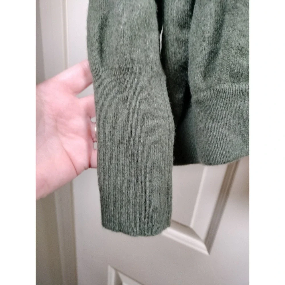 J. Crew Collection Italian Cashmere V-Neck Sweater XL Green Kangaroo Pocket Pouc
